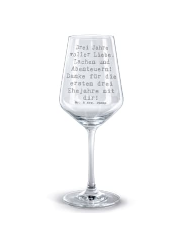 Mr. & Mrs. Panda Glas Rotwein Spruch 3. Hochzeitstag Lederhochze... in Transparent