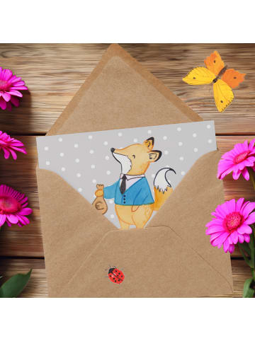 Mr. & Mrs. Panda Einladungskarte Steuerberater Herz mit Spruch in Grau Pastell