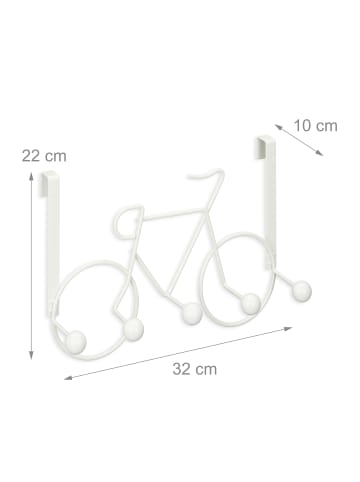 relaxdays Kleiderhaken "Fahrrad" in Weiß - (B)32 x (H)22 x (T)10 cm