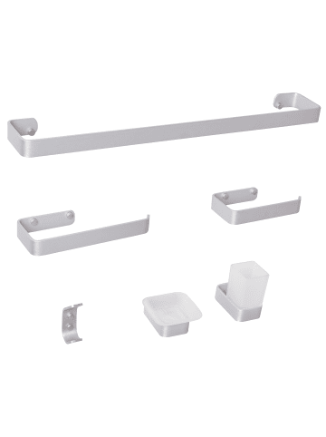 Beliani 6-tlg Badaccessoires Set ZORRITOS in Silber