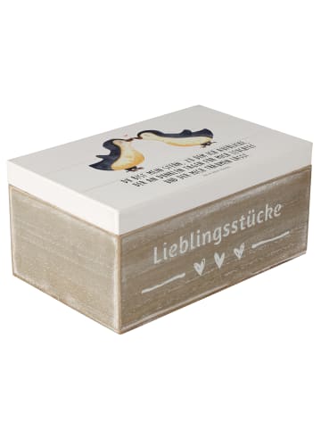 Mr. & Mrs. Panda Holzkiste Pinguin Liebe mit Spruch in Weiß