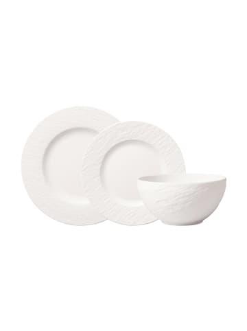 Villeroy & Boch Teller-Set, 12tlg,  4 Personen Manufacture Rock blanc in weiß