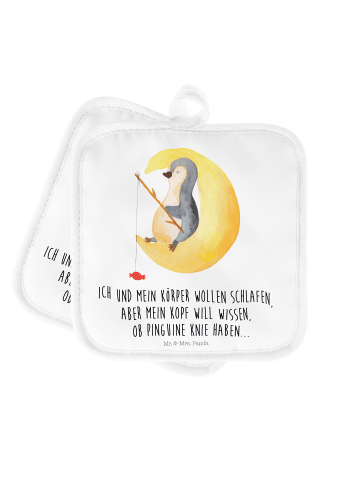 Mr. & Mrs. Panda Topflappen Pinguin Mond mit Spruch in Weiß