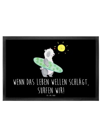 Mr. & Mrs. Panda Fußmatte Sommer Wellen Surf mit Spruch in Schwarz