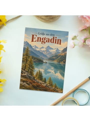 Grußkarte Berglandschaft zeitlos Design mit Spruch in Weiß