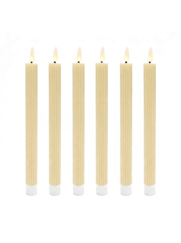 relaxdays 6 x LED Stabkerzen in Beige