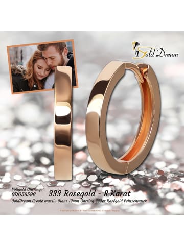 GoldDream Gold, 333er Rosegold Damen Creolen Glanz Ohrring ca. 19mm