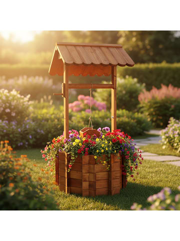 relaxdays Zierbrunnen in Orange - (B)56 x (H)114 x (T)56 cm