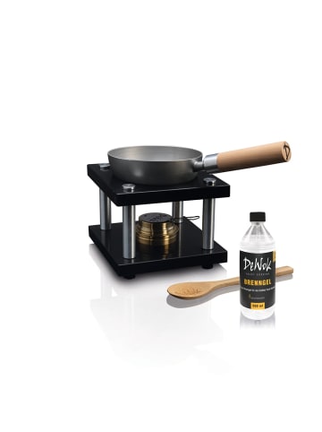 DeWok Mobiler Wok Single Set Edelstahl/schwarz inkl. Brenngel 500ml Schwarz