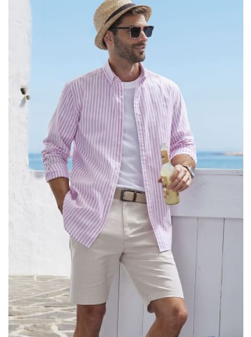 John Devin Langarmhemd in rosa-gestreift