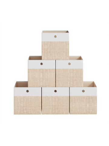 SONGMICS 6er-Set: Aufbewahrungsbox Tina in Weiß-Beige - (B)33 x (H)33 x (T)33 cm