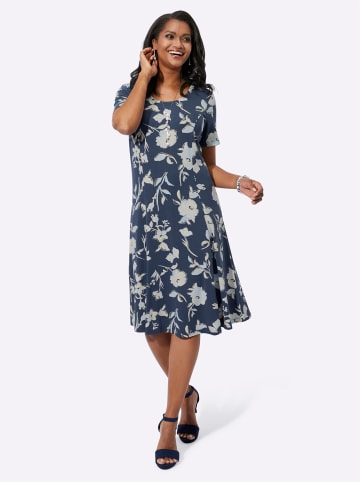 WITT WEIDEN Jerseykleid in dunkelblau-champagner-bedruckt