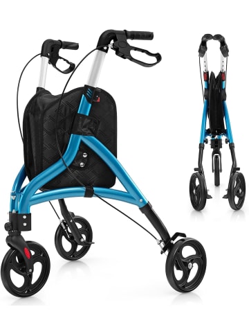 COSTWAY Rollator schmal für Wohnung in Blau