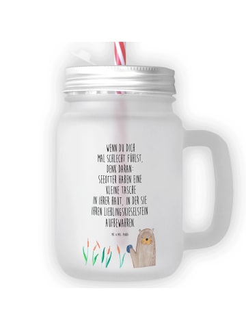 Mr. & Mrs. Panda Blümchentailglas Otter Stein mit Spruch in Transparent