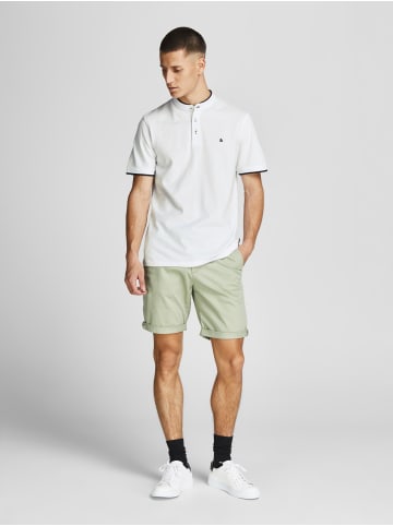 Jack & Jones Polo T-Shirt Pique Kurzarm Basic Hemd JJEPAULOS in Weiß