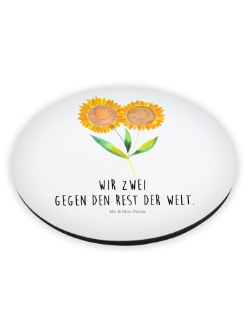 Mr. & Mrs. Panda Rund Magnet Blume Sonnenblume mit Spruch in Weiß