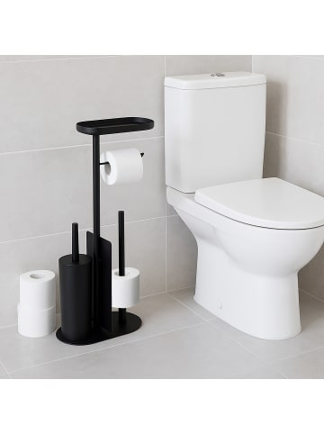 relaxdays WC Garnitur in Schwarz - (B)26 x (H)65 x (T)17 cm