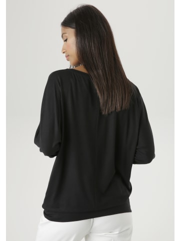 Aniston SELECTED Fledermausshirt in schwarz-weiß
