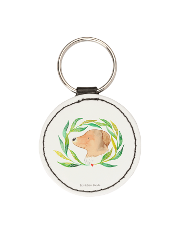 Mr. & Mrs. Panda Anhänger Hund Blumen ohne Spruch in Weiß