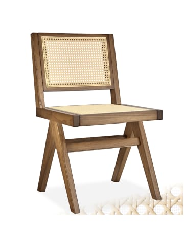 tectake Holzstuhl im Boho-Stil, Belastbarkeit 120 kg, 48,5 x 53,5 x 83 cm