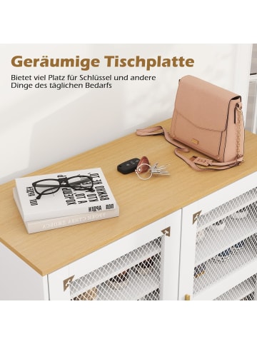 COSTWAY 7-stöckiger Schuhschrank mit Maschentüren in Weiß