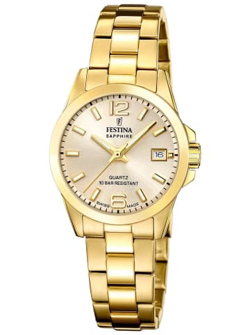 Festina Damen-Armbanduhr Goldfarben mit Saphirglas