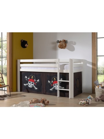 58 aufm Kessel KINDERBETT Karolina 210x114x106 Massivholz Weiß Textilset Caribian