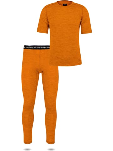 Normani Outdoor Sports Herren Merino-Set T-Shirt und Unterhose in Orange