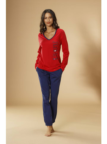 VIVANCE DREAMS Pyjama in rot-navy