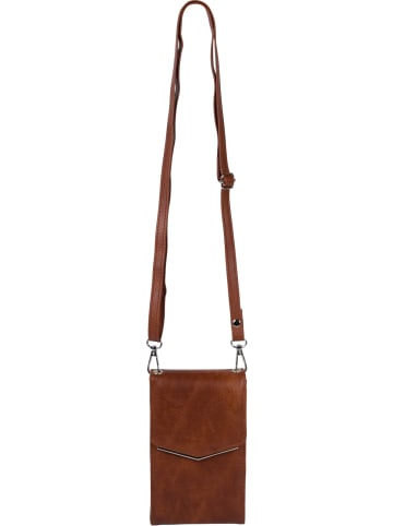 styleBREAKER Mini Handy Umhängetasche in Cognac