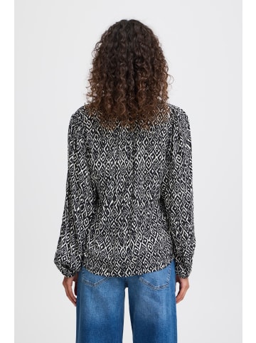 ICHI Langarm-Bluse IHVERA Regular fit in Black Ikat aop