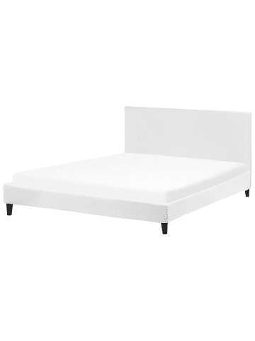 Beliani Doppelbett FITOU in Weiß/Dunkler Holzfarbton - (W) 190 x (H) 87 x (L) 214 cm