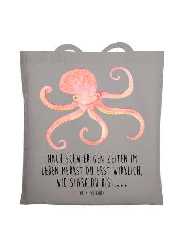 Mr. & Mrs. Panda Jutebeutel Tintenfisch mit Spruch in Light Grey