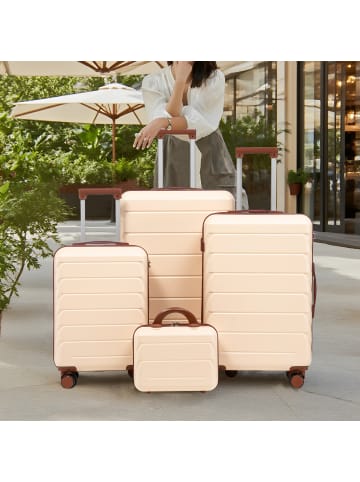 ABRIHOME Kofferset in Beige 4-teilig mit Kosmetiktasche