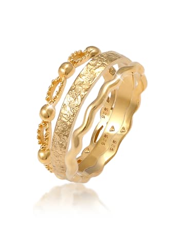 Elli Ring 925 Sterling Silber Kugel, Wellen, Ring Set in Gold