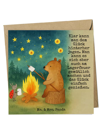Mr. & Mrs. Panda Grußkarte Bär & Marienkäfer Lagerfeuer Design m... in Weiß