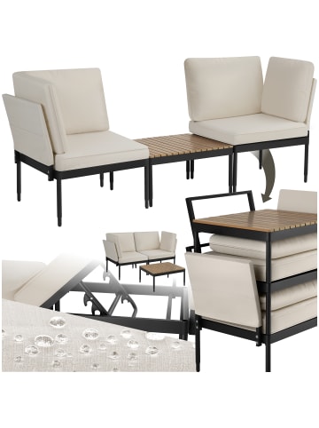 tectake Aluminium Gartenlounge-Set Magaluf Armlehnen mit Seitentaschen, stapelbar, anthr