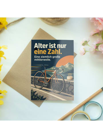 Glückwunschkarte Fahrrad humorvoll Design mit S... in Weiß