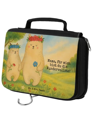 Mr. & Mrs. Panda Kulturtasche Bären mit Blumenkranz Design mit S... in Weiß