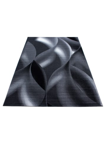 KADIMA DESIGN Teppich Kurzflor Abstrakte Wellen Polypropylen Wohnzimmer in Schwarz