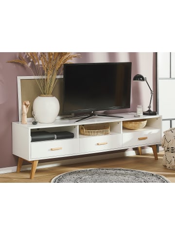 Beliani TV-Schrank LIBERTY in Weiß/Braun - (W) 180 x (H) 55 x (L) 40 cm