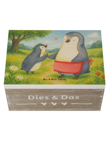Mr. & Mrs. Panda Erinnerungsbox Pinguin mit Kind Design ohne Spruch in Weiß