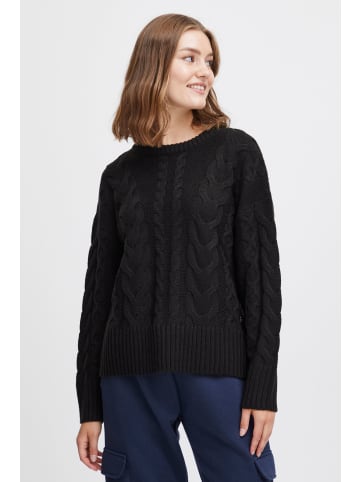 Oxmo Strickpullover OXOtana 21800189-ME Strickpullover mit Flechtdetails in Schwarz