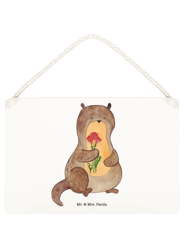 Mr. & Mrs. Panda Deko Schild Otter Blumenstrauß ohne Spruch in Transparent