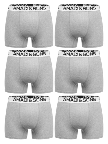 Amaci&Sons 6er Pack Boxershorts Robbie in Hellgrau/Weiß