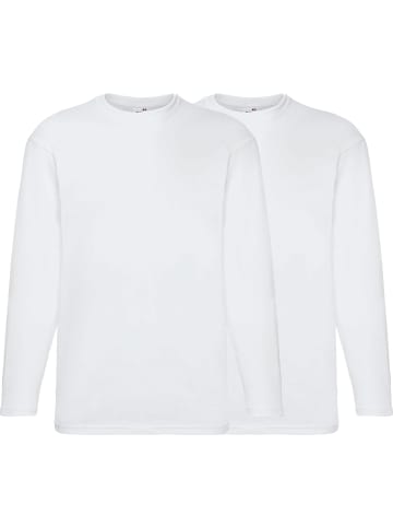 Fruit of the Loom Single-Jersey Unisex-Langarmshirt 2er-Pack in weiß