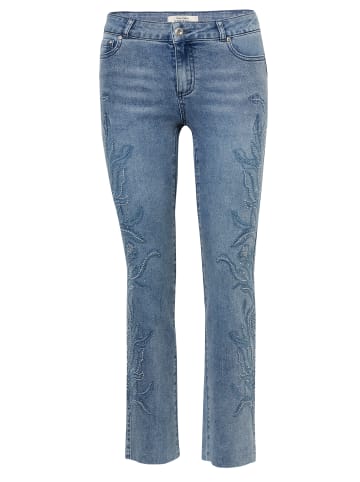 KOROSHI LANGE HOSE JEANS GLOCKE in blau