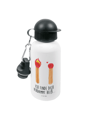 Mr. & Mrs. Panda Kindertrinkflasche Streichhölzer mit Spruch in Weiß