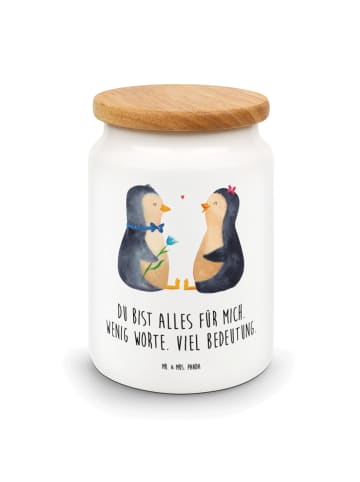 Mr. & Mrs. Panda Vorratsbehälter Pinguin Pärchen mit Spruch in Weiß