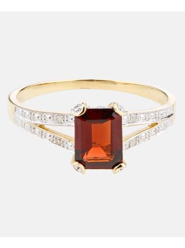 Diamant L'éternel Ring aus 375 Gelbgold mit Diamant mit Granat